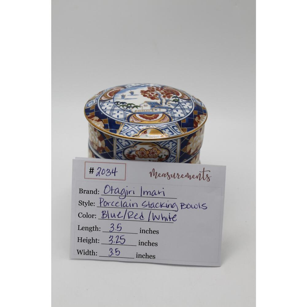 Vtg Otagiri Imari Japan Porcelain 3 Tier Stacking Bowls & Lid *In Original Box* - Picture 12 of 12